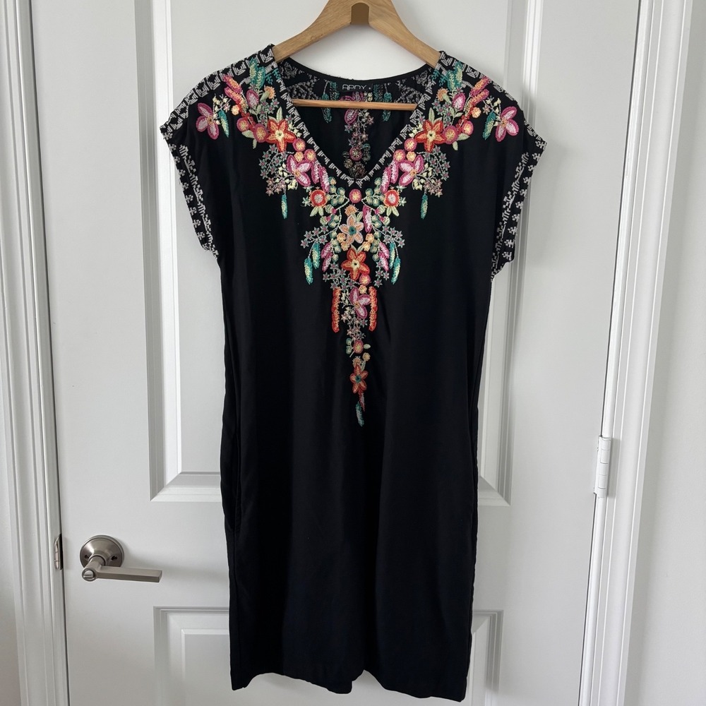 APNY | Embroidered Tunic Dress Sz S Boho Chic Casual Shift Comfy